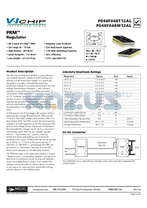 P048F048T12AL_1 datasheet - PRM Regulator