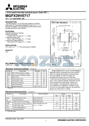 MGFX39V0717_11 datasheet - 10.7-11.7 GHz BAND / 8W