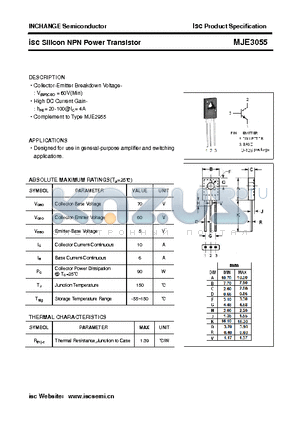 MJE3055 datasheet - isc Silicon NPN Power Transistor