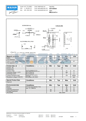 MK23-35-C-4 datasheet - MK Reed Sensors