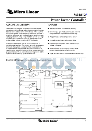 ML4812IP datasheet - Power Factor Controller