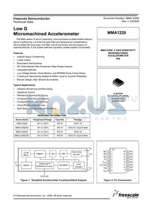 MMA1220DR2 datasheet - Low G Micromachined Accelerometer