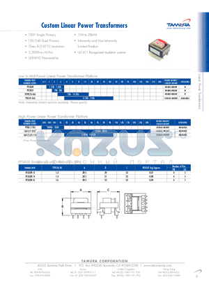 PESB28-14 datasheet - Custom Linear Power Transformers