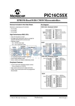 PIC16C55X_13 datasheet - EPROM-Based 8-Bit CMOS Microcontrollers