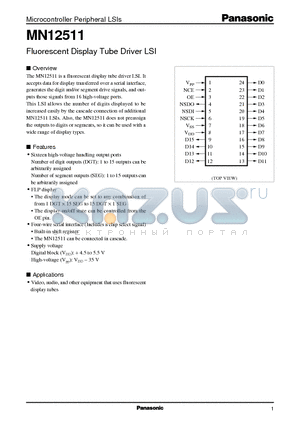 MN12511 datasheet - Fluorescent Display Tube Driver LSI