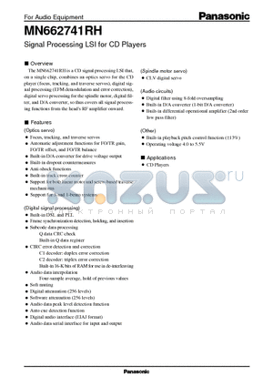 MN662741RH datasheet - Signal Processing LSI for CD Players