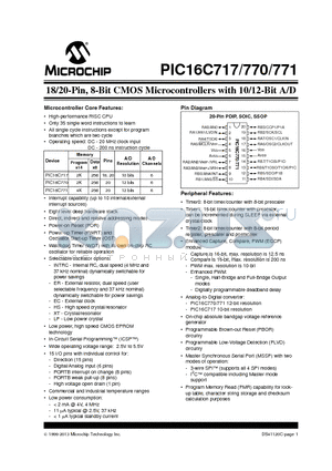PIC16C770 datasheet - 18/20-Pin, 8-Bit CMOS Microcontrollers with 10/12-Bit A/D