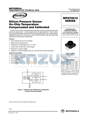 MPXT2010G7U datasheet - COMPENSATED PRESSURE SENSOR