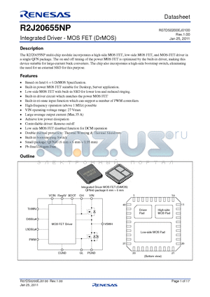 R2J20655NPG0 datasheet - Integrated Driver - MOS FET (DrMOS)