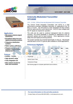 SITU3000 datasheet - Externally Modulated Transmitter
