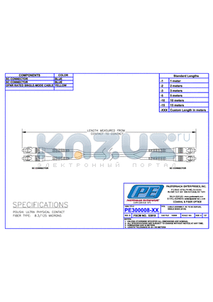 PE300008-2 datasheet - CABLE ASSEMBLY SC TO SC DUPLEX