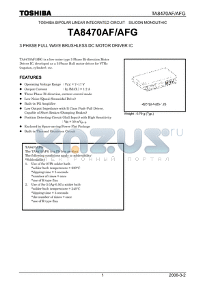 TA8470AF_06 datasheet - 3 PHASE FULL WAVE BRUSHLESS DC MOTOR DRIVER IC