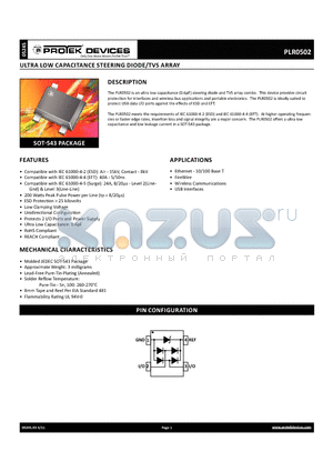 PLR0502_11 datasheet - ultra low capacitance steering diode/TVS array