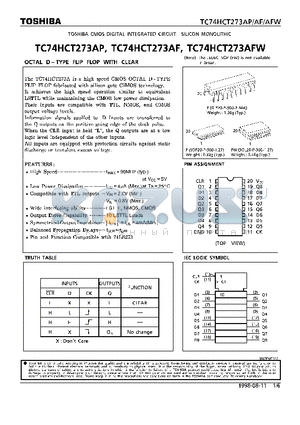 TC74HCT273AF datasheet - OCTAL D-TYPE FLIP FLOP WITH CLEAR