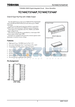 TC74HCT374AP_07 datasheet - Octal D-Type Flip-Flop with 3-State Output