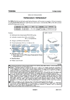 TMP86C820F datasheet - High-speed, High-performance and low power consumption 8-bit microcomuter including ROM,RAM,LCD driver, multi function timer