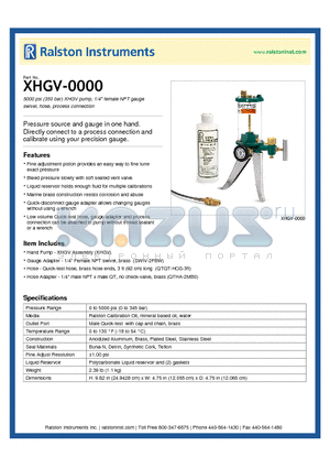 XHGV-0000 datasheet - 5000 psi (350 bar) XHGV pump
