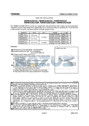 TMP87CM21CF datasheet - CMOS 8-BIT MICROCONTROLLER