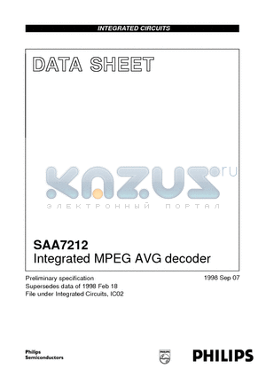 SAA7212 datasheet - Integrated MPEG AVG decoder