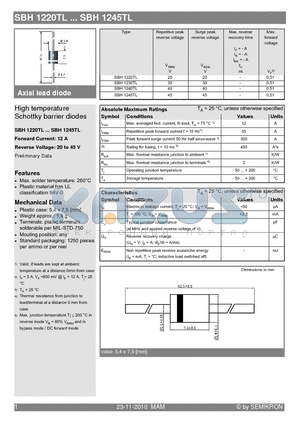 SBH1240TL datasheet - High temperature schottky barrier diodes