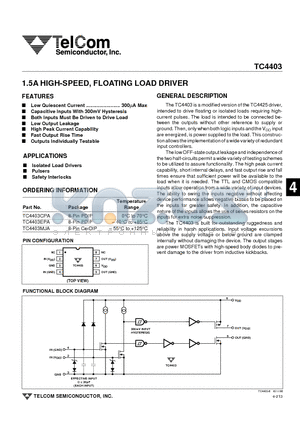 TC4403MJA datasheet - 1.5A HIGH-SPEED, FLOATING LOAD DRIVER