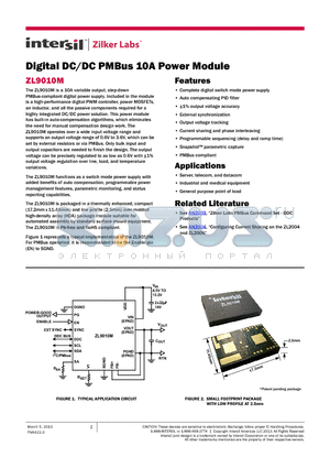 ZL9010MIRZ datasheet - Digital DC/DC PMBus 10A Power Module