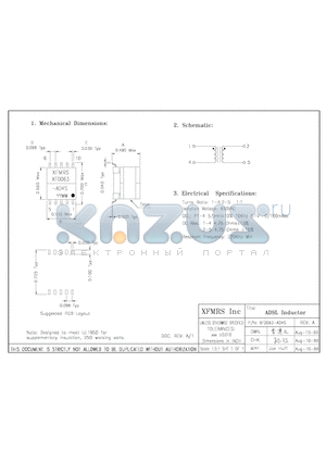 XF0063-AD4MS datasheet - ADSL Inductor
