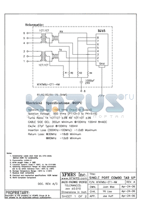 XFATM9J-CT1-4M datasheet - SINGLE PORT COMBO TAB UP