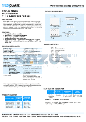 XOPL81025UD datasheet - FACTORY PROGRAMMED OSCILLATORS