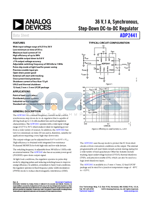 ADP2441ACPZ-R7 datasheet - 36 V,1 A, Synchronous, Step-Down DC-to-DC Regulator