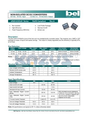 XRAH-01KXXN datasheet - NON-ISOLATED DC/DC CONVERTERS