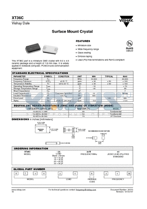 XT26TTA32K768 datasheet - Surface Mount Crystal