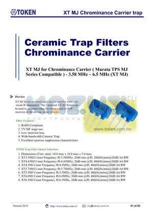 XT5.74MJ datasheet - XT MJ Chrominance Carrier trap