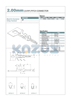 YBST200 datasheet - 2.00mm PITCH CONNECTOR