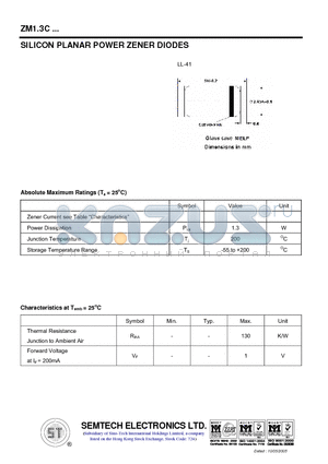 ZM1.3C200 datasheet - SILICON PLANAR POWER ZENER DIODES