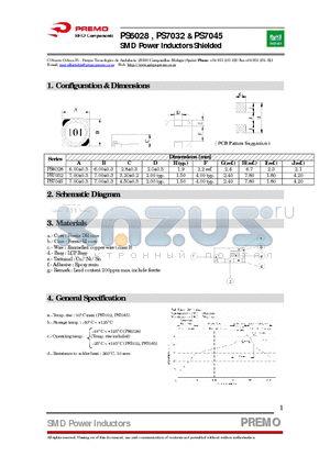 PS7045-330M datasheet - SMD Power Inductors Shielded