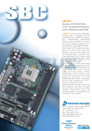 LB-401 datasheet - Embedded Board with VGA/Sound/2LAN