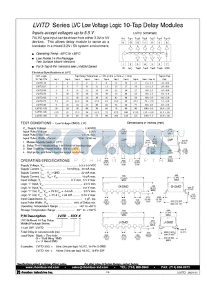 LVITD-30 datasheet - LVITD Series LVC Low Voltage Logic 10-Tap Delay Modules