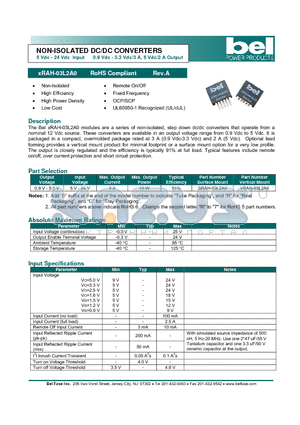 XRAH-03L2A0 datasheet - NON-ISOLATED DC/DC CONVERTERS