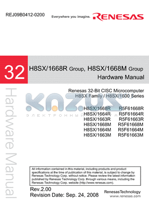 R5F61664RD50FPV datasheet - Renesas 32-Bit CISC Microcomputer H8SX Family / H8SX/1600 Series