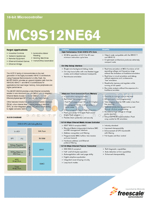 MC9S12NE64CPV datasheet - 16-bit Microcontroller