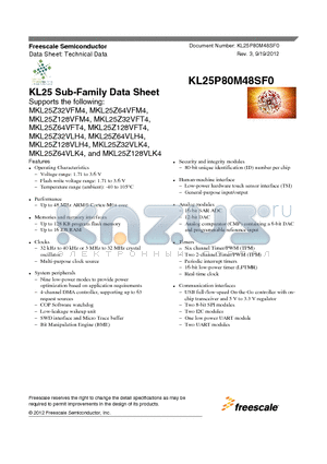 MKL25Z32VFM4 datasheet - Part numbers for the chip have fields that identify the specific part.