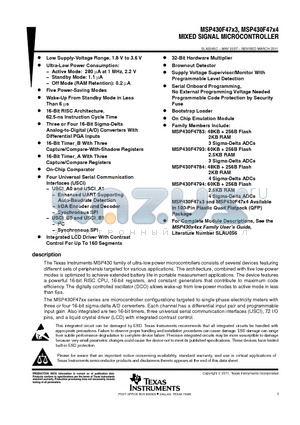 MSP430F4793IPZ datasheet - MIXED SIGNAL MICROCONTROLLER