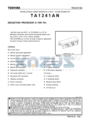 TA1241AN datasheet - DEFLECTION PROCESSOR IC FOR TVs