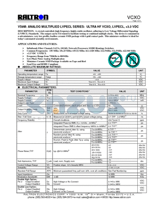 VS9MTRI datasheet - ULTRA HF VCXO, LVPECL, 3.3 VDC