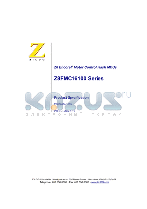 Z8FMC04100AKSG datasheet - Z8 Encore-R Motor Control Flash MCUs