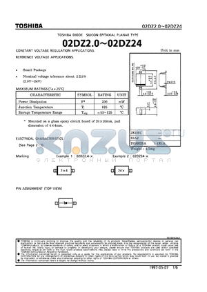 02DZ15-Y datasheet - Silicon diode for constant voltage regulation and reference voltage applications