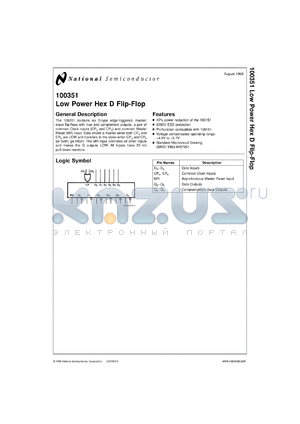 5962-9457901MXA datasheet - Low Power Hex D Flip-Flop