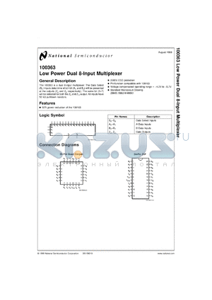 5962-9165501MXA datasheet - Low Power Dual 8-Input Multiplexer