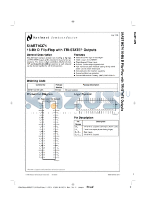 5962-9320101QXA datasheet - 16-Bit D Flip-Flop with TRI-STATE Outputs